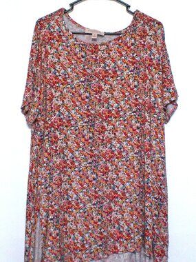 Philosophy Women’s 1X Floral Tunic Top Multicolor Short Sleeve Stretch Flowy